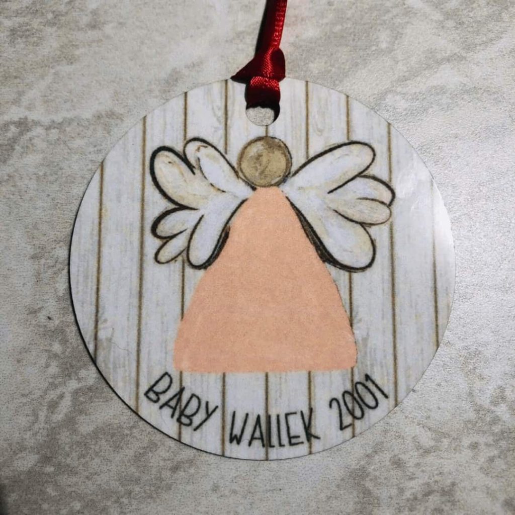 round-ornament-with-angel-painted-and-name-of-baby-lost
