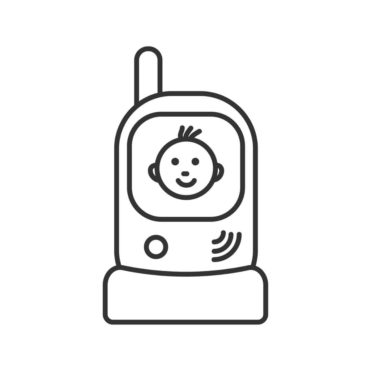 cartoon image of a baby monitor with smiling baby face