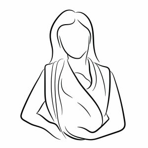 black outline image of mother holding baby with a swaddle