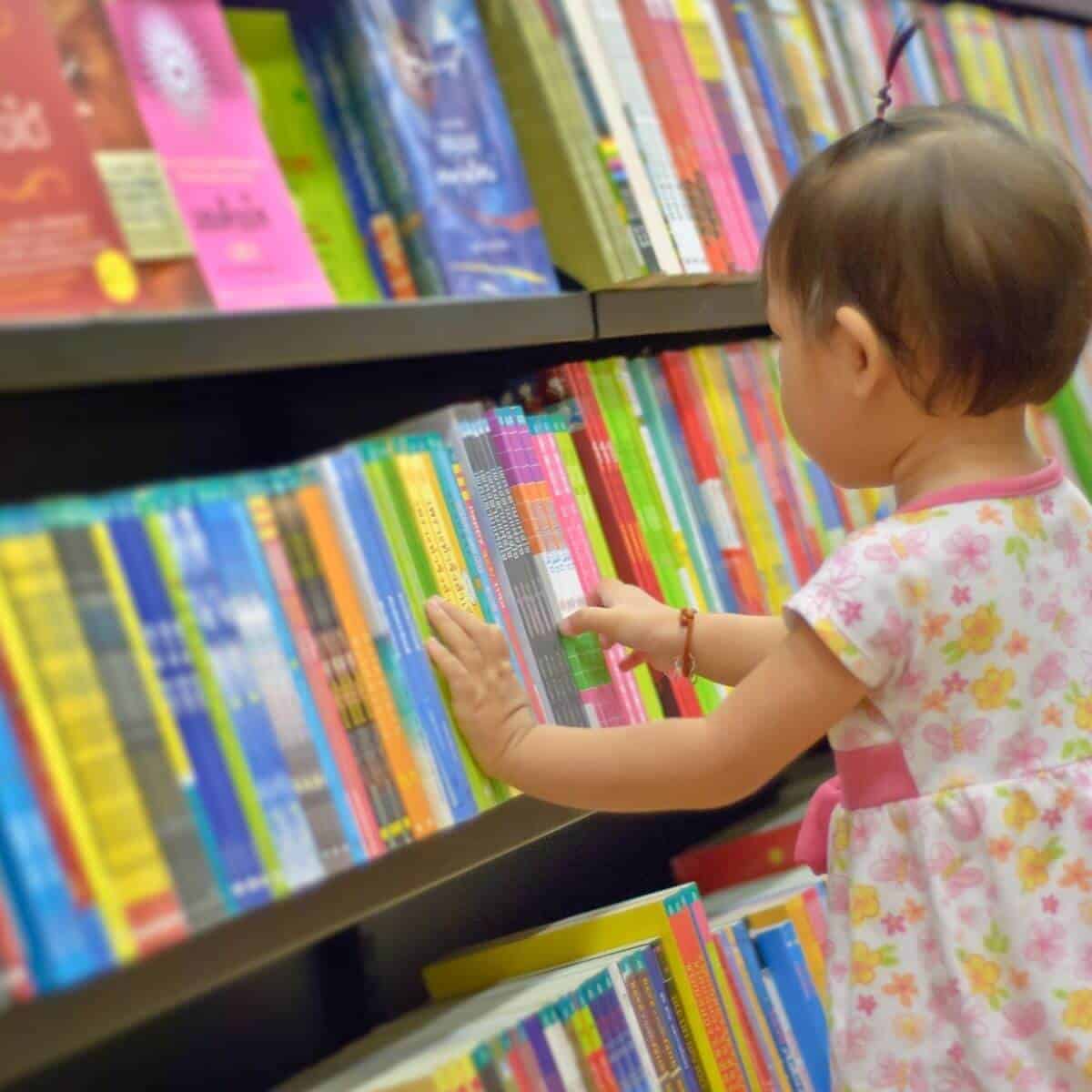 Baby in a library