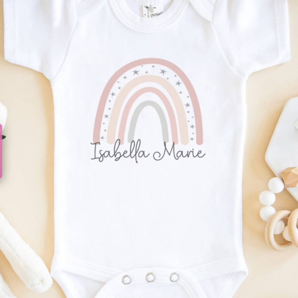 personalized birthday baby romper Rainbow baby bodysuit and pants set custom name newborn outfit